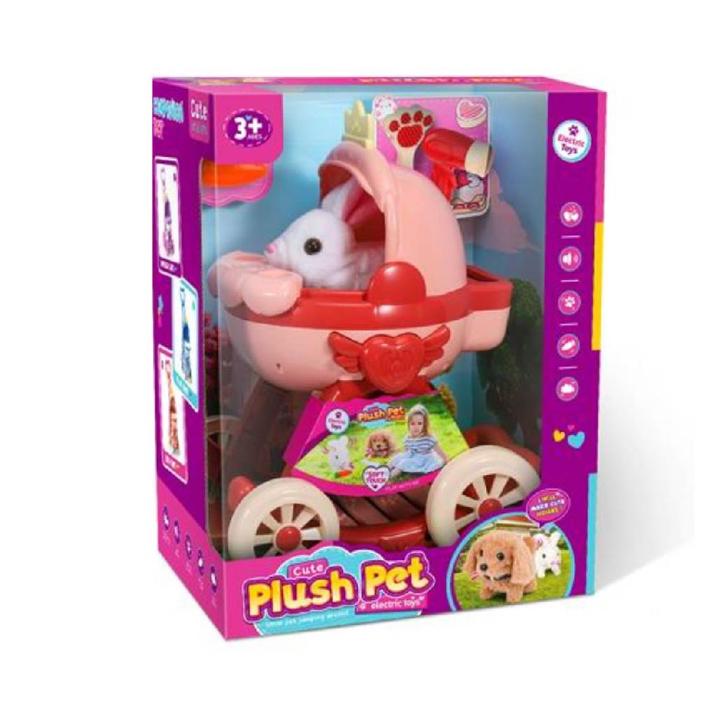 Interactive Plush Pet Stroller Toy Set